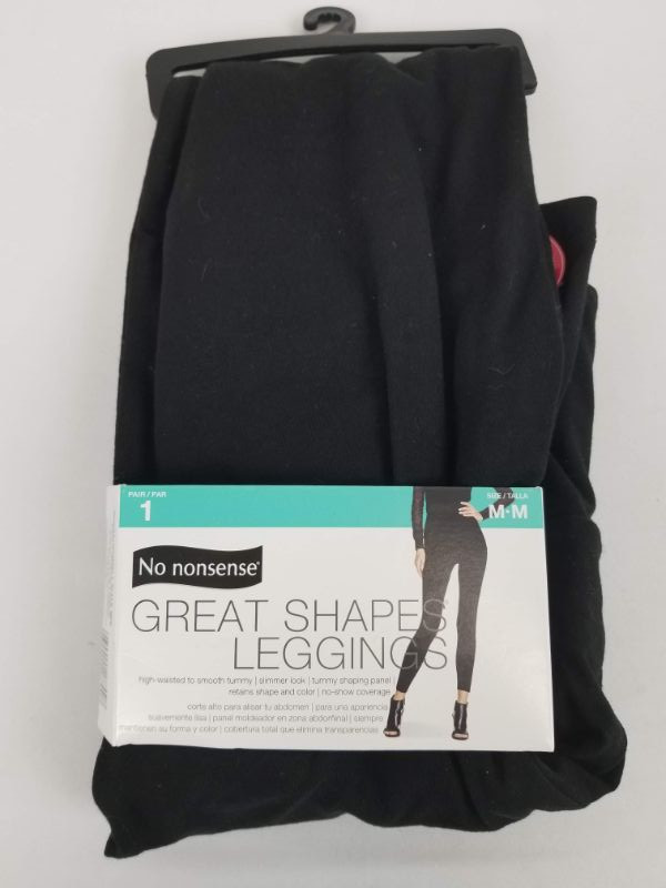 No Nonsense Great Shape Leggings - Size Medium (Ladies 8-10) - Black
