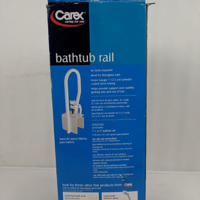 Carex Bathtub Rail: Fits Tub Walls 2.5