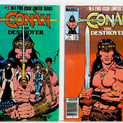 CONAN THE DESTROYER #1 #2 Complete Limited Comic Book Set Marvel Comics 1985