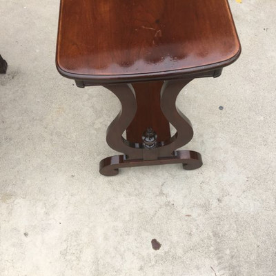 Antique/Vintage Mahogany Side Table Lyra Design on Sides