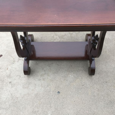 Antique/Vintage Mahogany Side Table Lyra Design on Sides