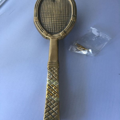 Vintage Brass Door Knocker Tennis Racket Badminton Figural Antique Club House