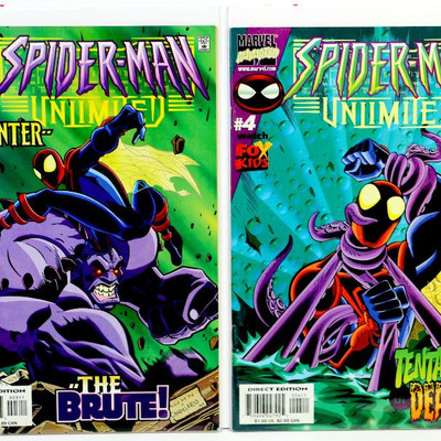 SPIDER-MAN UNLIMITED #3 #4 Marvel Amimated Comic Books Set Marvel Comics 2000