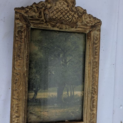 Framed Mirror With Small Tree Painting