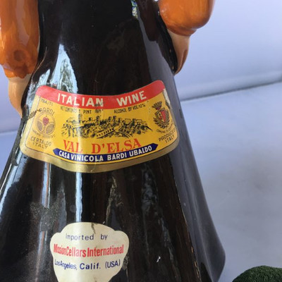 Vintage empty ceramic bottle of Italian wine