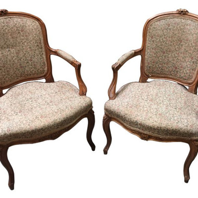 Vintage 1960's Pair of Walnut Armchairs
