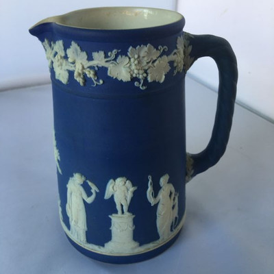 Vintage Wedgwood England dark blue and white pitcher