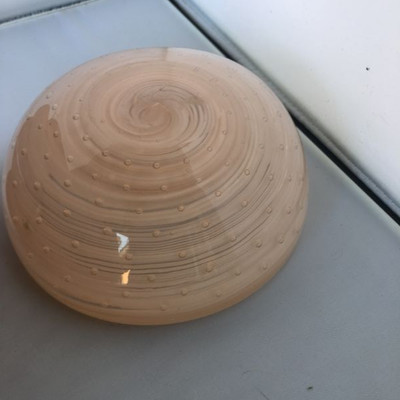 Vintage art glass pink and white bowl / dish