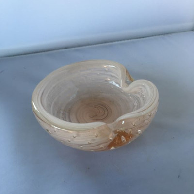 Vintage art glass pink and white bowl / dish
