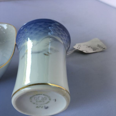 Royal Cophenagen B&G porcelain seagull toothpick / cigarette holder and square dish made in Denmark