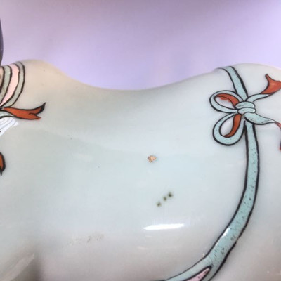 Vintage porcelain Chinese-woman pillow-headrest