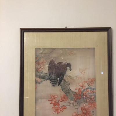 Vintage Silk Painting by Kodo Yoshida or å‰ç”° æµ©å ‚. (1900 -1964) See Through Framing