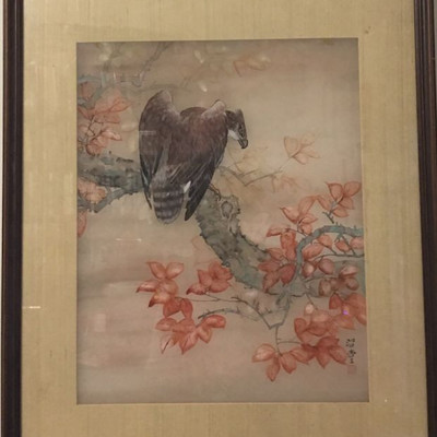 Vintage Silk Painting by Kodo Yoshida or å‰ç”° æµ©å ‚. (1900 -1964) See Through Framing