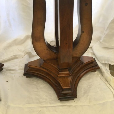 SUPERB SET OF TWO ANTIQUE WALNUT SMALL ROUND TABLES BY COLUMBIA