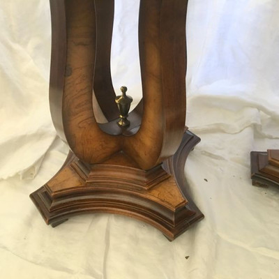SUPERB SET OF TWO ANTIQUE WALNUT SMALL ROUND TABLES BY COLUMBIA