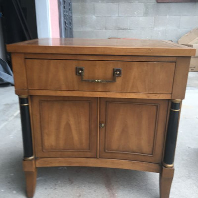 Vintage 1960's Large Credenza, Mirror Pair Side Stands Drexel Egyptian Revival