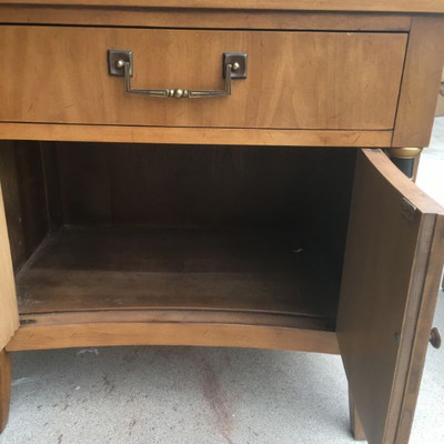 Vintage 1960's Large Credenza, Mirror Pair Side Stands Drexel Egyptian Revival