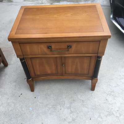 Vintage 1960's Large Credenza, Mirror Pair Side Stands Drexel Egyptian Revival
