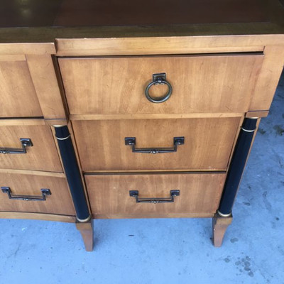 Vintage 1960's Large Credenza, Mirror Pair Side Stands Drexel Egyptian Revival