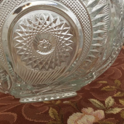 Mid-Century LARGE CUT BRILLIANT CRYSTAL BOWL WITH 18 GLASSES