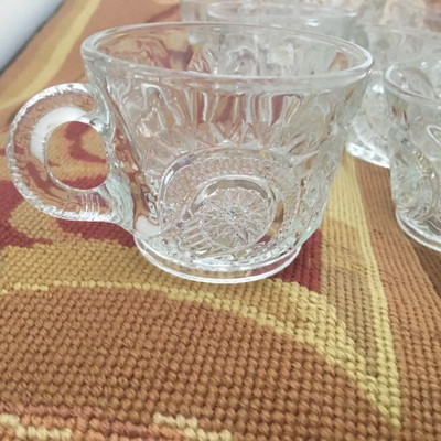 Mid-Century LARGE CUT BRILLIANT CRYSTAL BOWL WITH 18 GLASSES