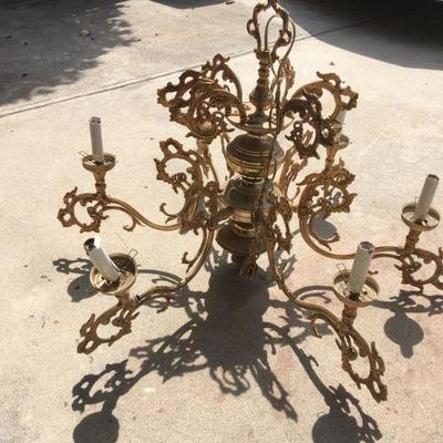 RETRO ALL BRASS 6 ARMS CEILING CHANDELIER