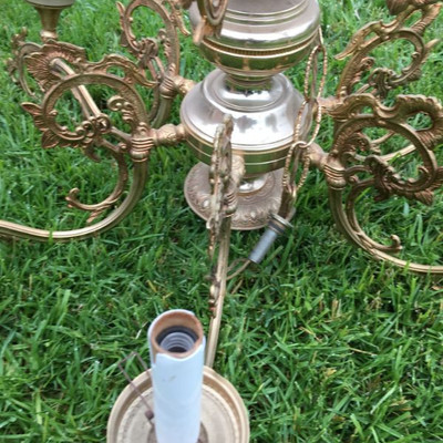 RETRO ALL BRASS 6 ARMS CEILING CHANDELIER