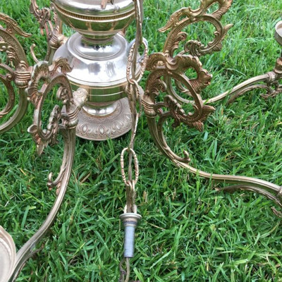 RETRO ALL BRASS 6 ARMS CEILING CHANDELIER
