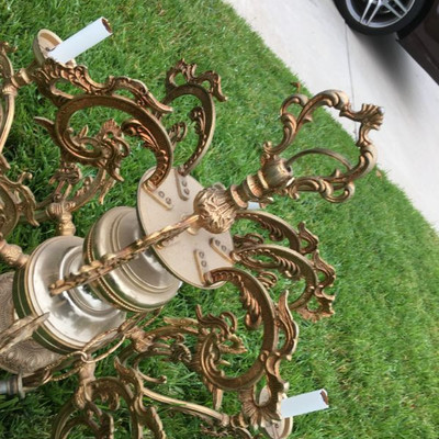 RETRO ALL BRASS 6 ARMS CEILING CHANDELIER