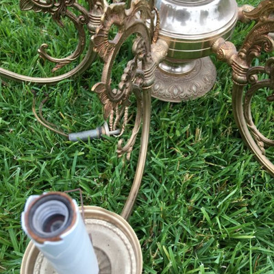 RETRO ALL BRASS 6 ARMS CEILING CHANDELIER
