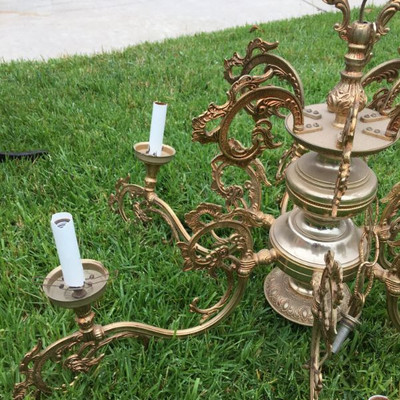 RETRO ALL BRASS 6 ARMS CEILING CHANDELIER
