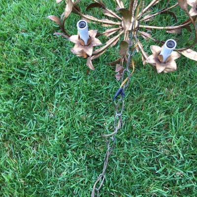 RETRO ALL BRASS UNUSUAL 6 ARMS CHANDELIER