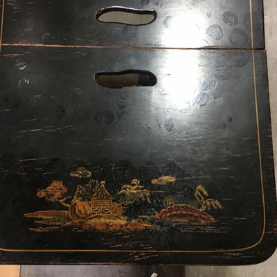 ANTIQUE HAND PAINTED FOLDING CHINESE SMALL TABLE