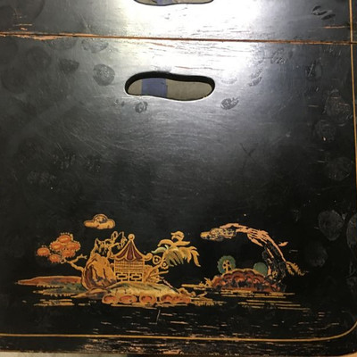 ANTIQUE HAND PAINTED FOLDING CHINESE SMALL TABLE
