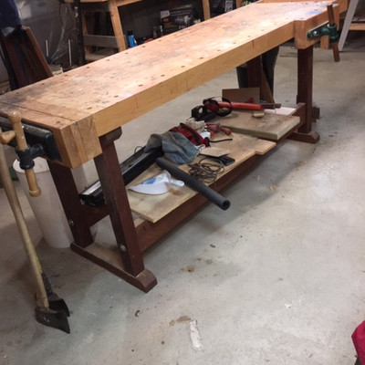 Custom Made Woodworkers Bench With Two Vises
