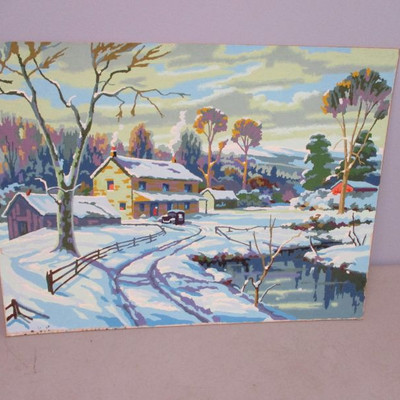 Scenic Winter Cottage Painting