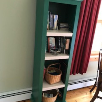 Two 4 Shelf Green Wooden Bookcase