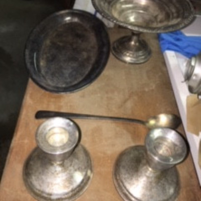 Silver Candlesticks & Assorted Silver Plate