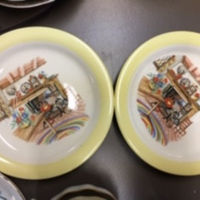 English Stamped Arabia Teapot & Plates
