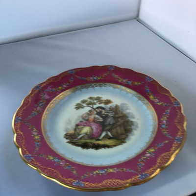 Antique Dresden Hand Painted Plate