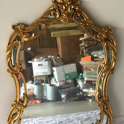 Vintage Large Hand Caved Mirror Wood Frame