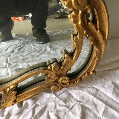 Vintage Large Hand Caved Mirror Wood Frame
