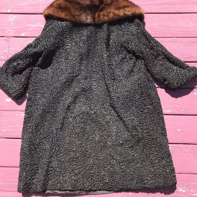 Richard Hensley Co. Furs Lambswool Coat With Mink Collar