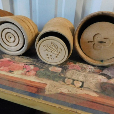 Set of Five Wood Butter Presses