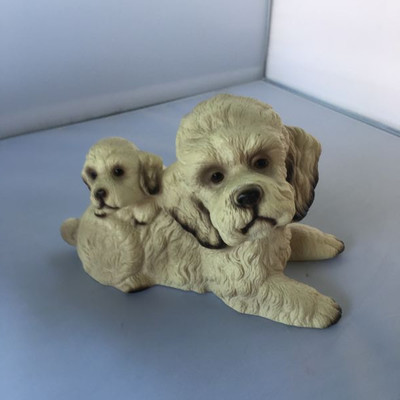 Vintage Figurine Dog and Puppy Hand Painted Japan