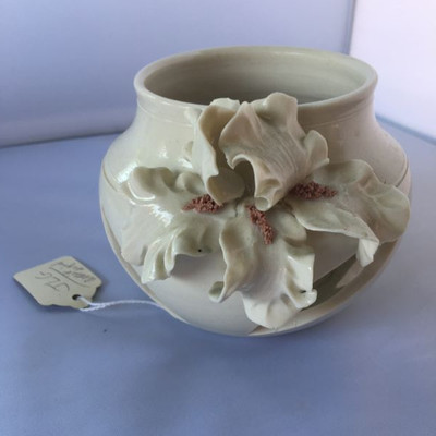 Vintage Orchid Candle Holder Signed by the Artist