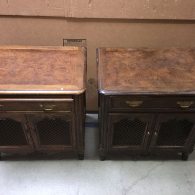 Vintage Pair of Baker Furniture Milling Road Campaign Style Nightstands,