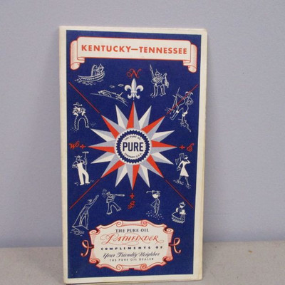 1949 Pure Oil Road Map - Kentucky - Tennessee