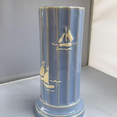 Vintage Charming Japanese Vase with Sailboat