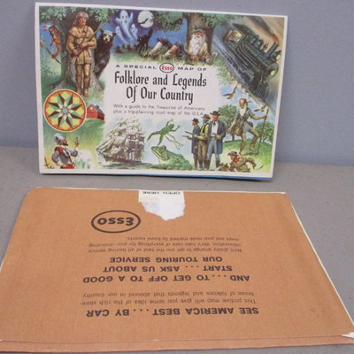  ESSO Map Of Folklore And Legends Of Our Country and Key 1962 Gasoline and Oi